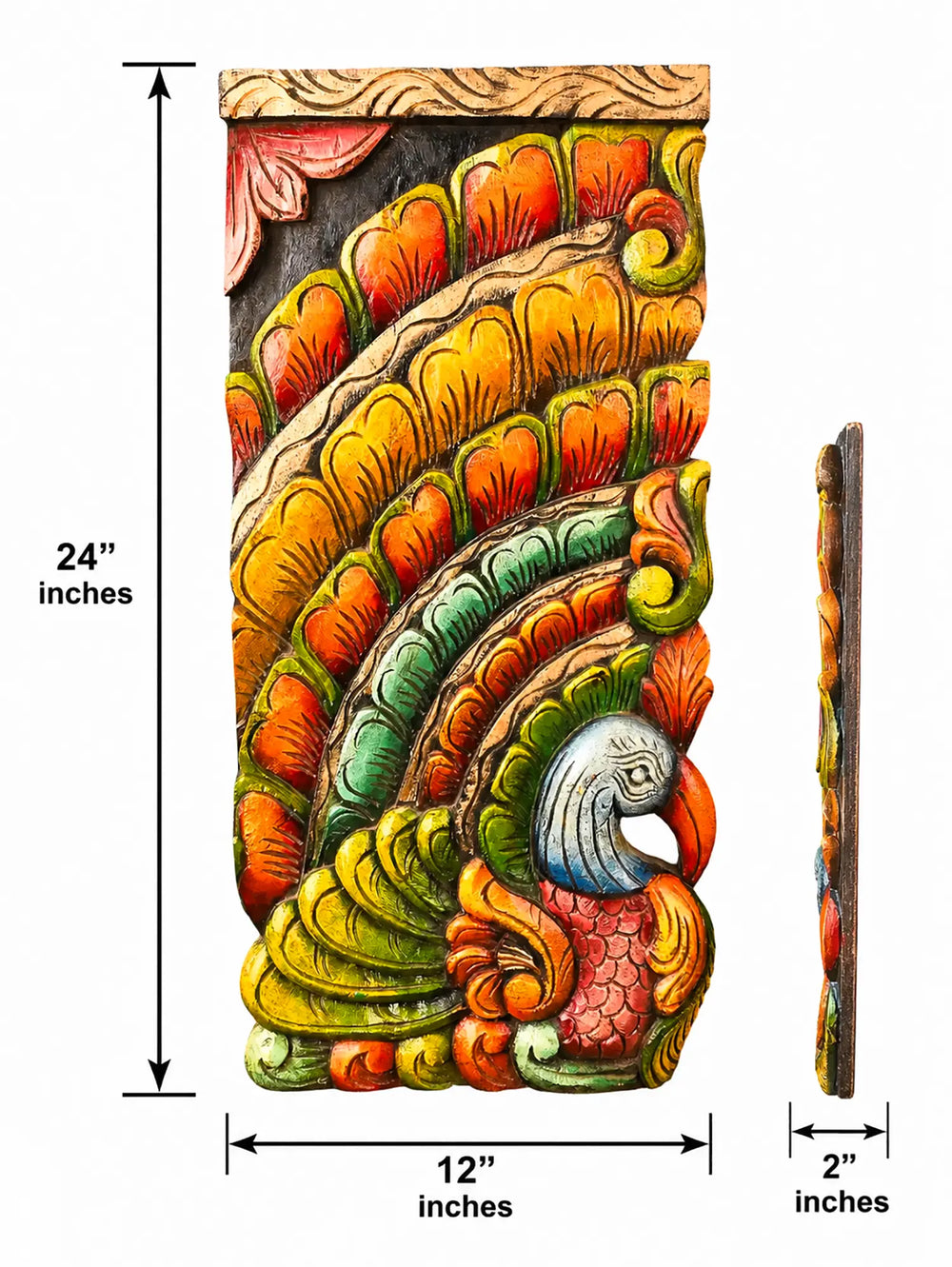 Antique style multi coloured wooden wall bracket