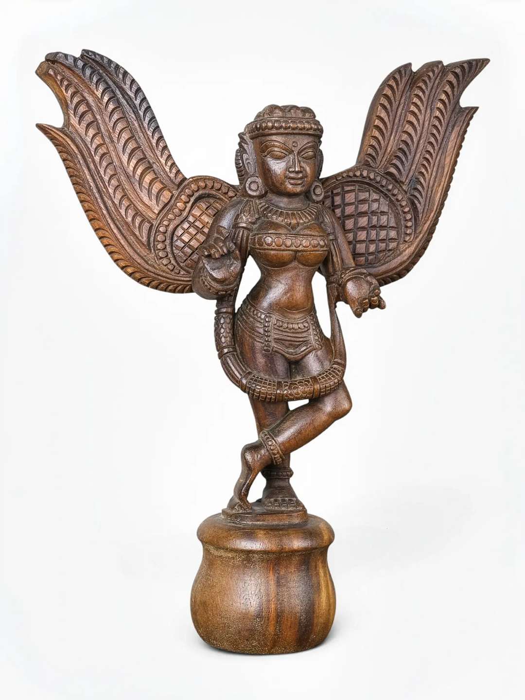 Handcrafted wooden angel sculpture for home decor