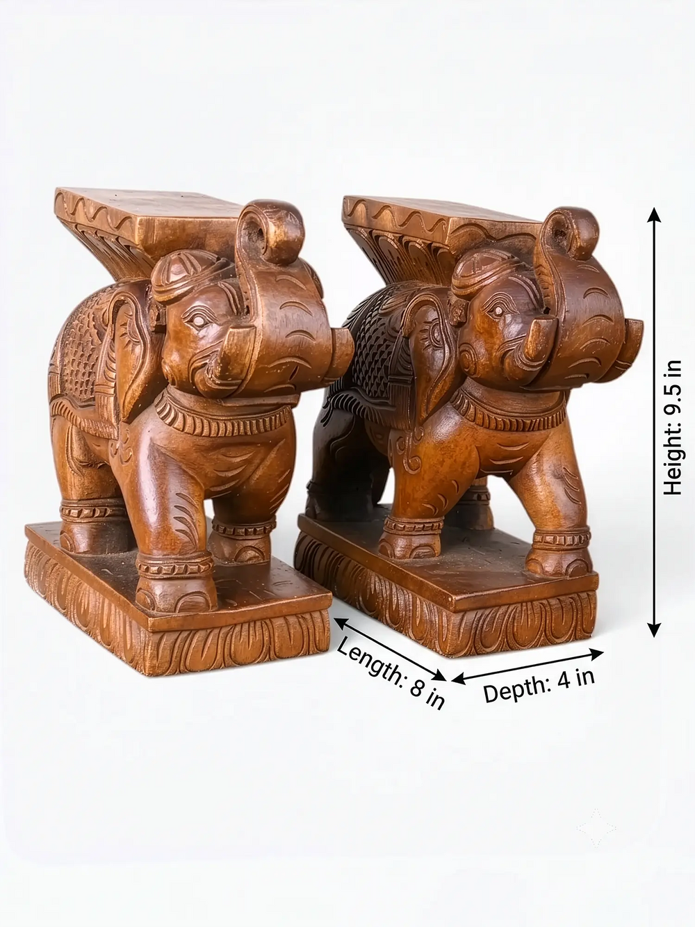 Antique style wooden elephant pair for  table decor