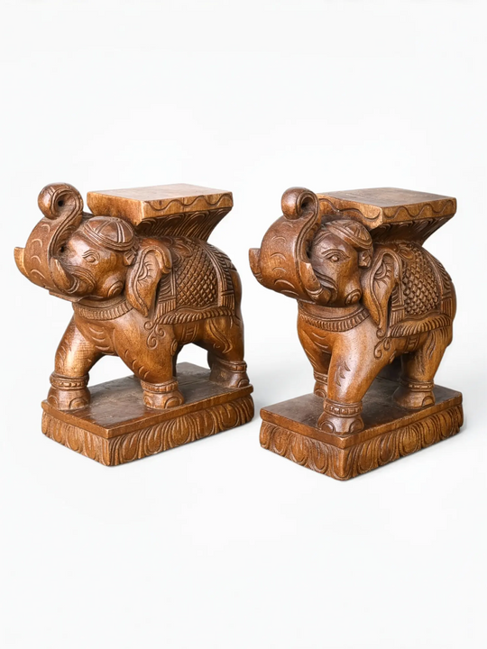 Traditional elephant wood carvings for luxury interiors