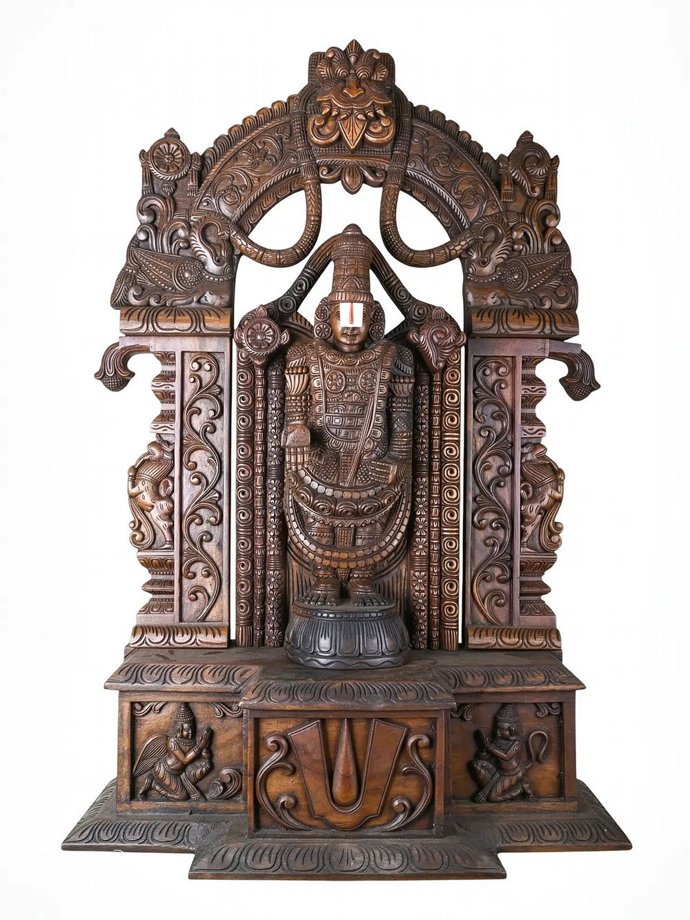 Premium Tirumala Balaji wood carving handcrafted by Indian artisans