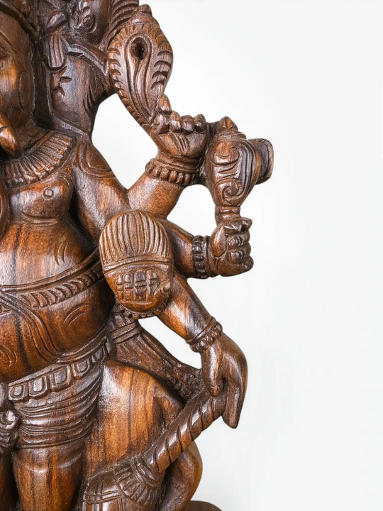 Authentic Wooden Drishti Ganesha Sculpture for Elegant Interiors & Vastu 24''