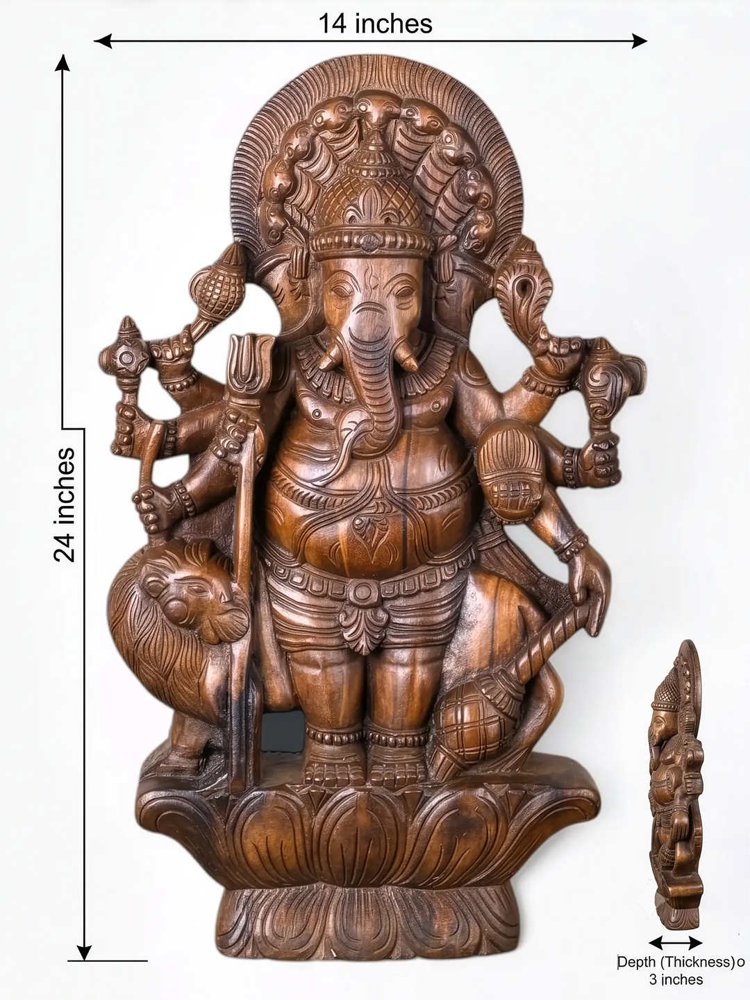 Premium Wooden Drishti Ganesha Idol for Vastu and Home Entrance