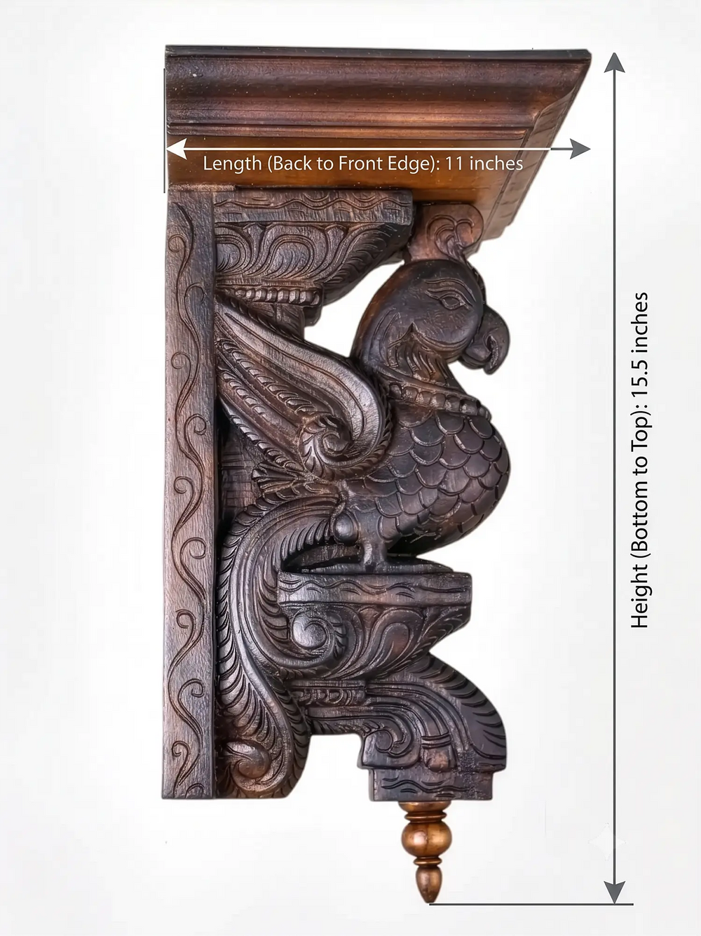 Premium handcrafted wooden bird wall bracket for shelf decor and living room