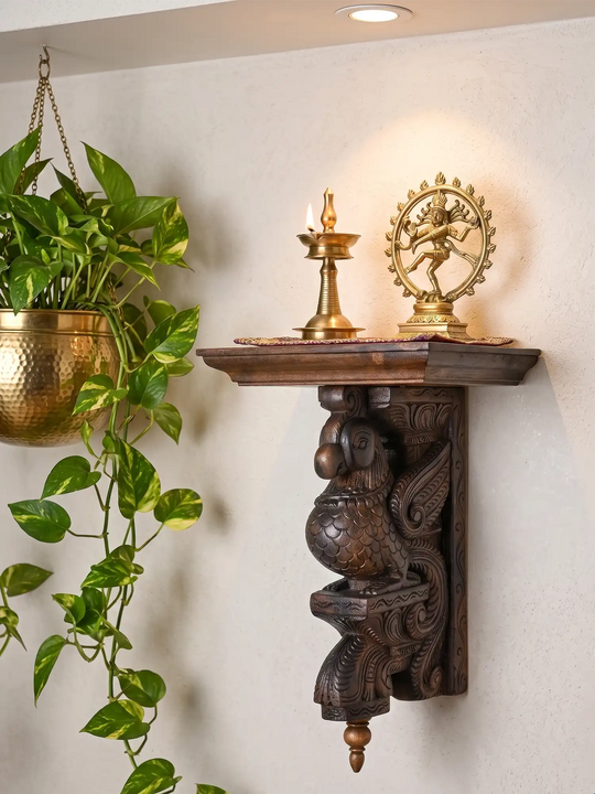 Premium handcrafted wooden bird wall bracket for shelf decor and living room