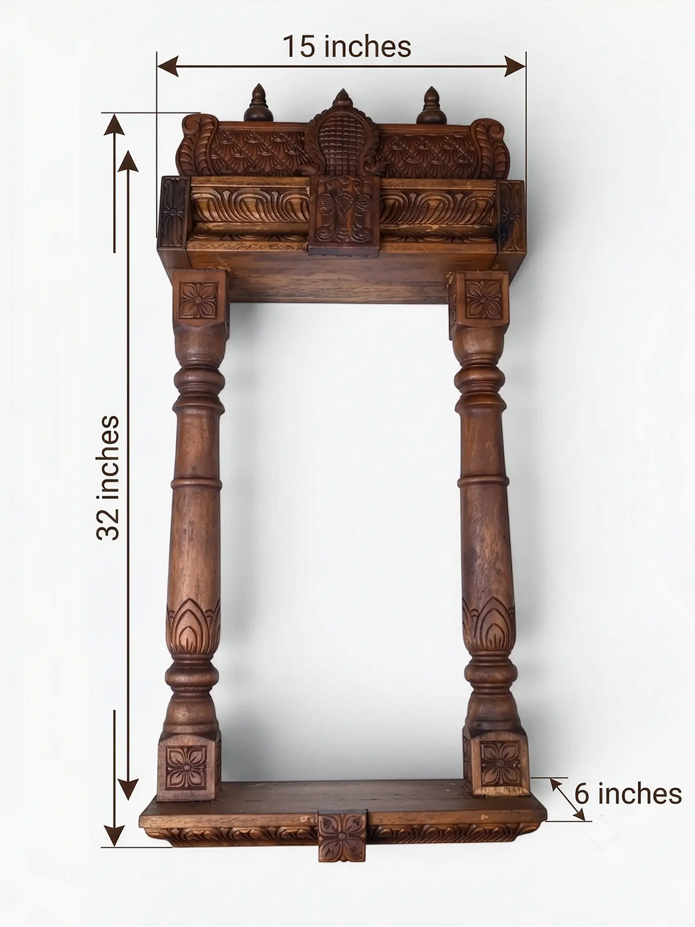 Traditional wooden home temple for Hindu pooja and daily worship
