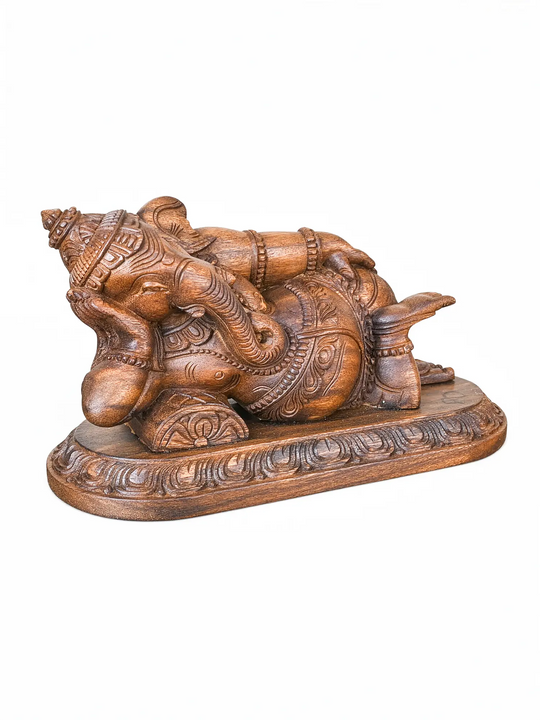 Traditional wooden Ganesha idol for home and office