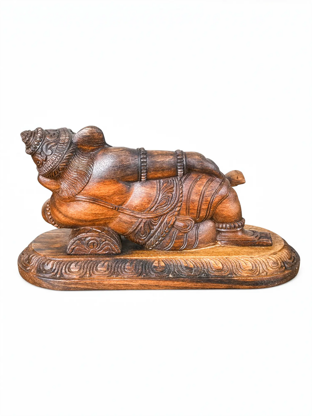 Decorative Reclining Ganesh Wooden Statue for Vastu and Décor