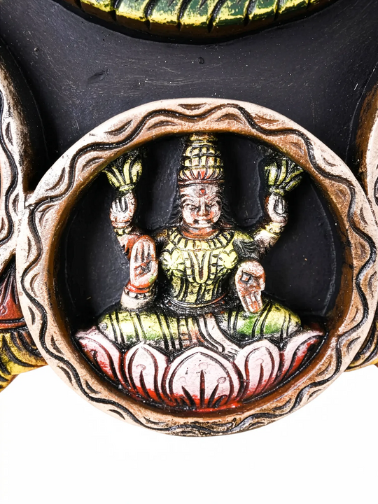 Premium handcrafted wooden Lakshmi wall hanging décor.