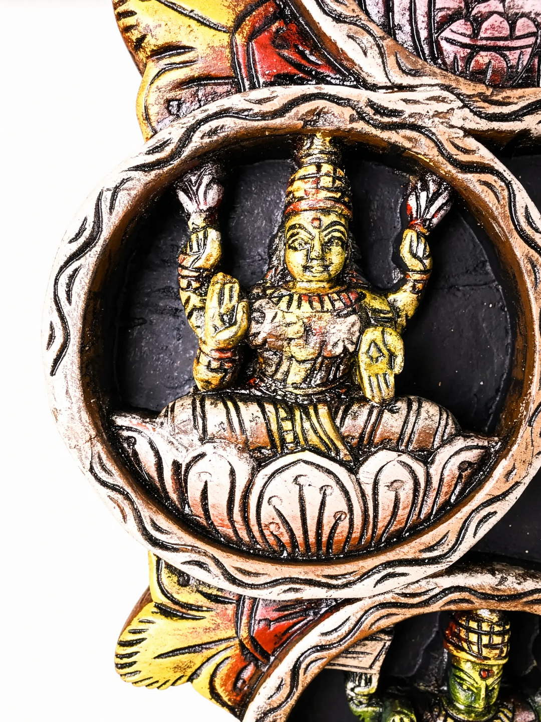 Fine handcrafted wooden spiritual wall hanging for temples.