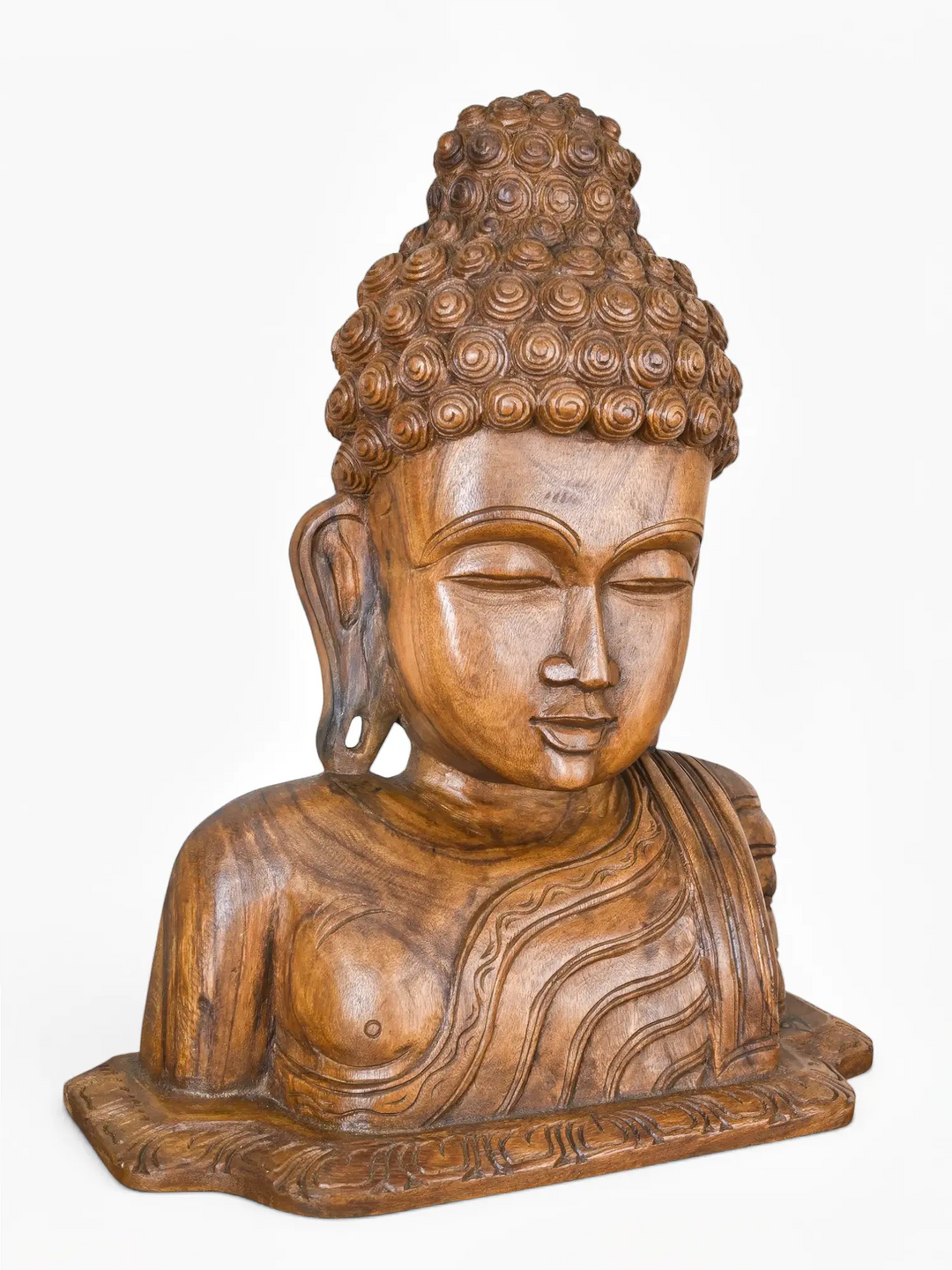 Premium hand carved Buddha bust made from quality wood for spiritual interiors.