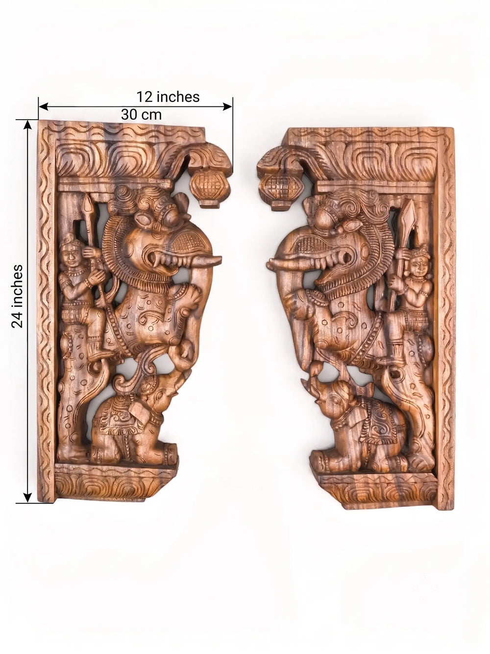 Wooden Yali wall mount corbel for pooja room and heritage interiors