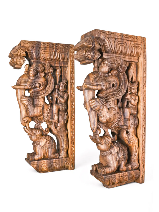 Premium wooden corbel pair inspired by South Indian temple architecture