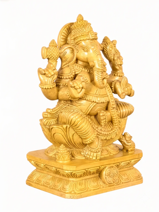 Wooden Ganpati idol for housewarming gift