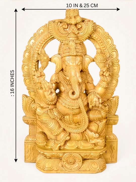 Premium Wooden Ganesh Idol – South Indian Temple Art