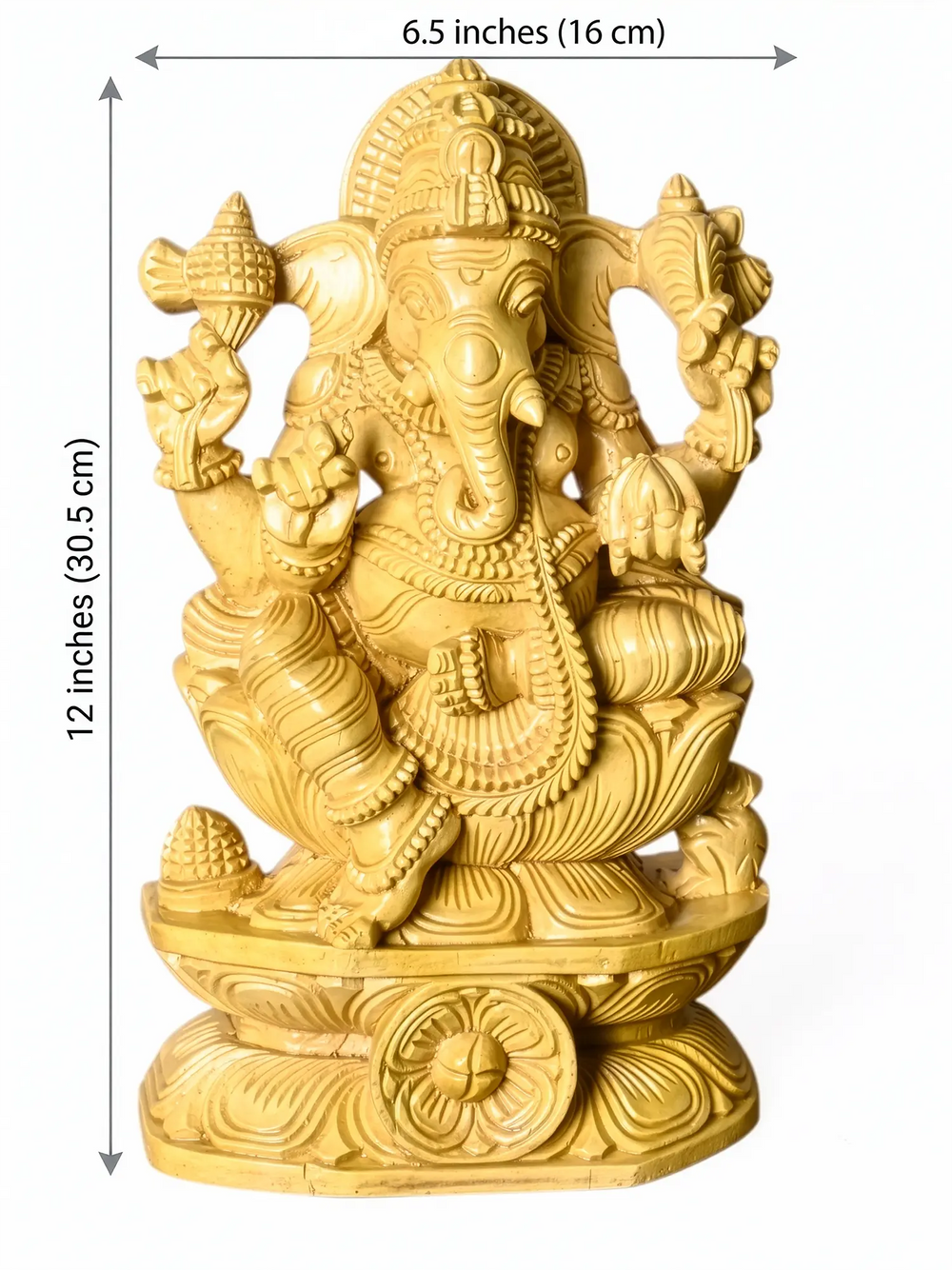 Traditional wooden Ganesha murti for home and office.