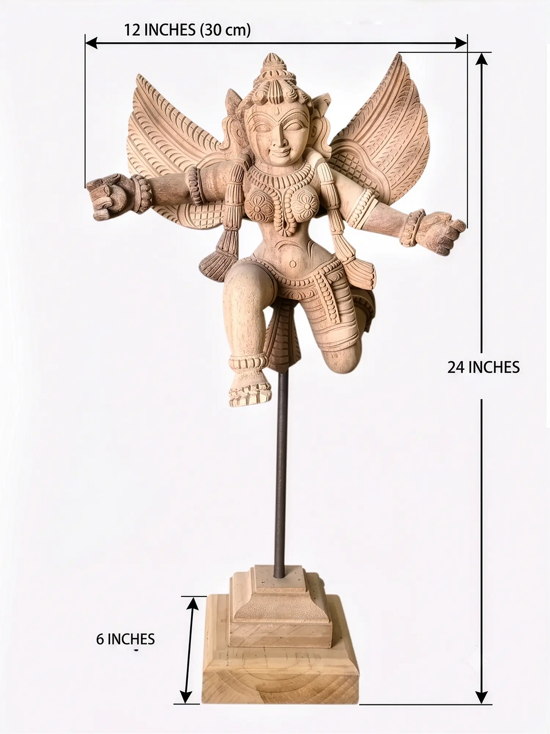 Premium wooden temple art sculpture crafted by Indian artisans. 