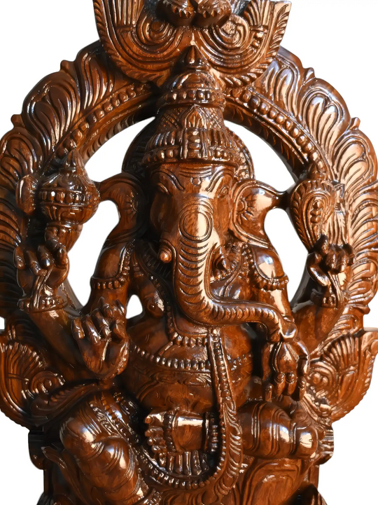 Premium wooden Ganesha idol for home, office, and devotional spaces
