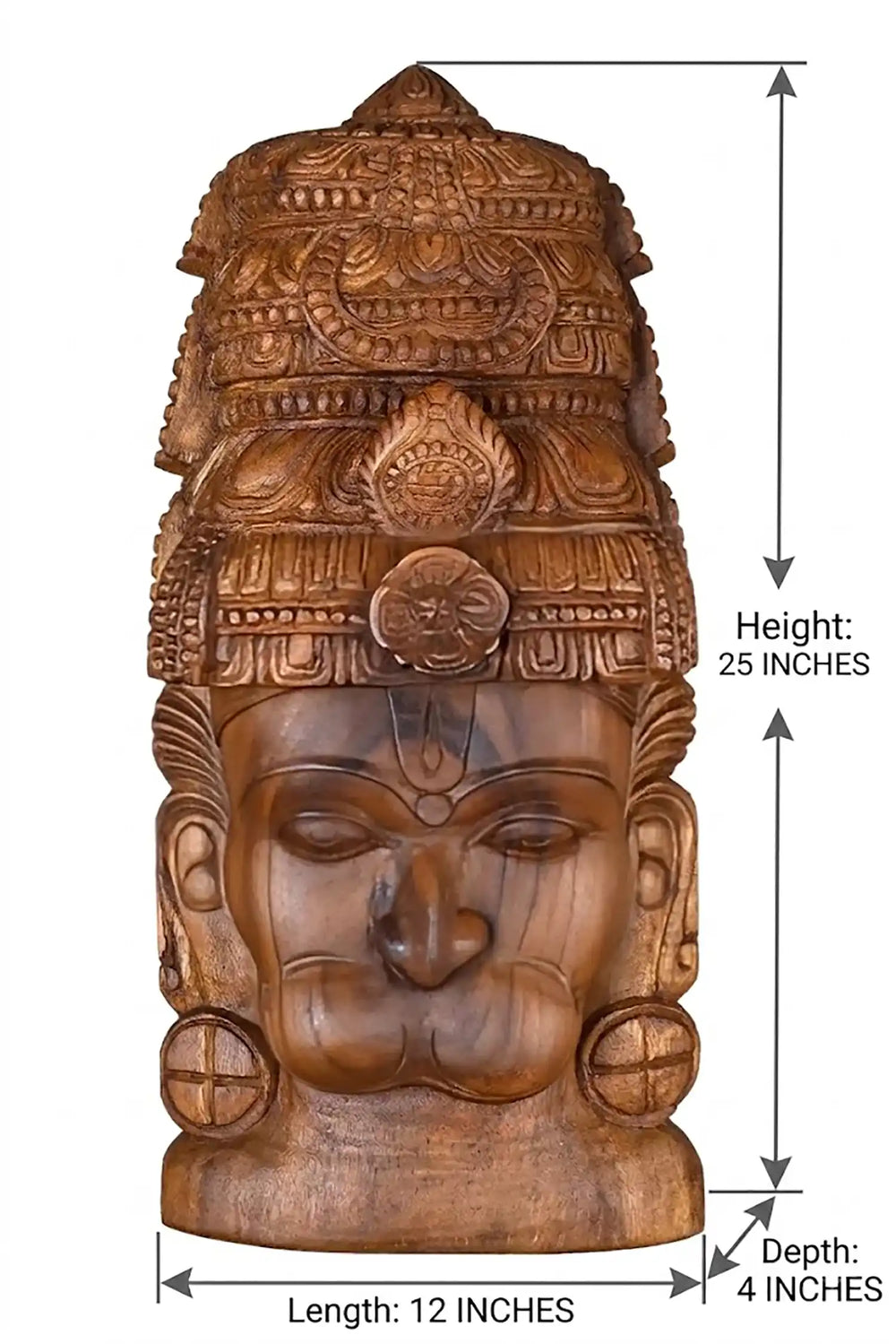 Traditional wooden Hanuman face mask wall decor