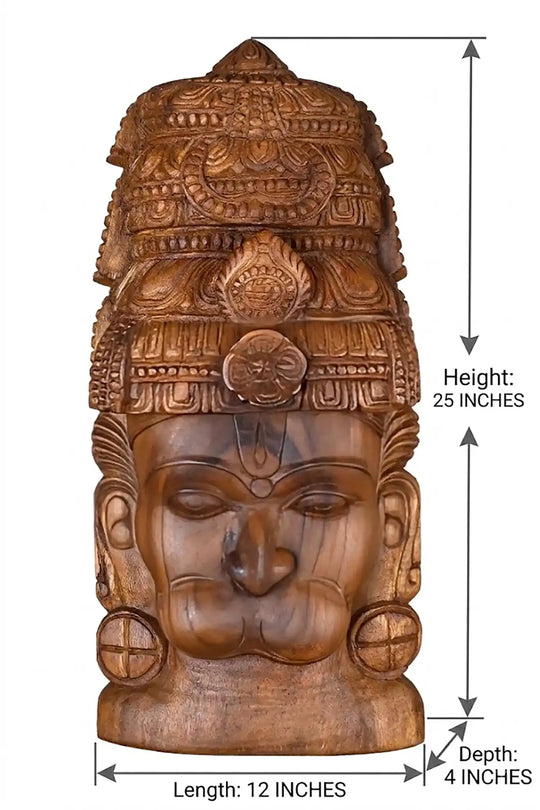 Traditional wooden Hanuman face mask wall decor