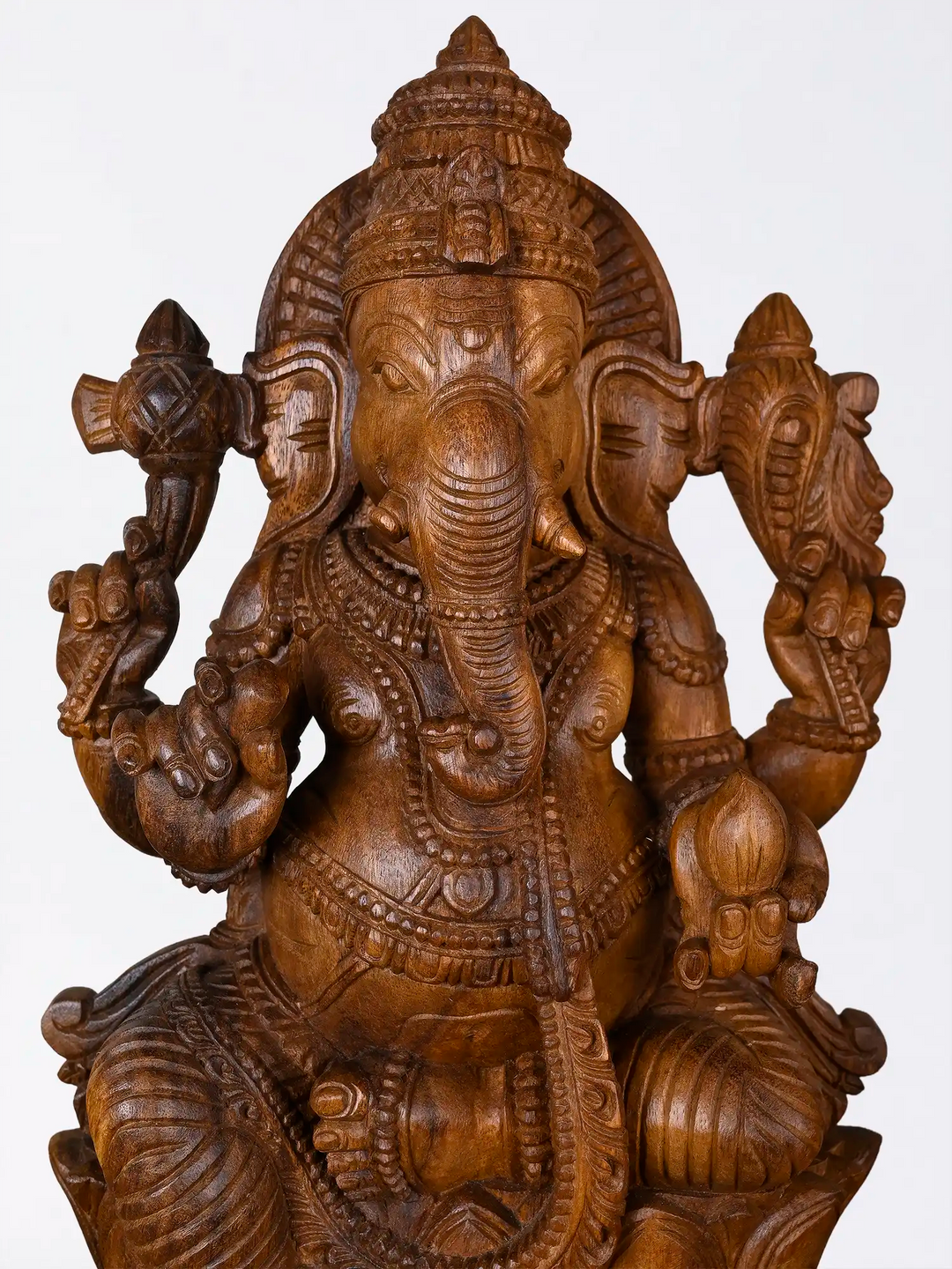 Handmade Ganapati wood carving for devotional decor