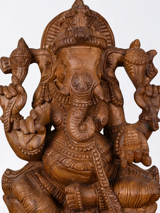 Detailed hand carved Vinayagar idol in wood