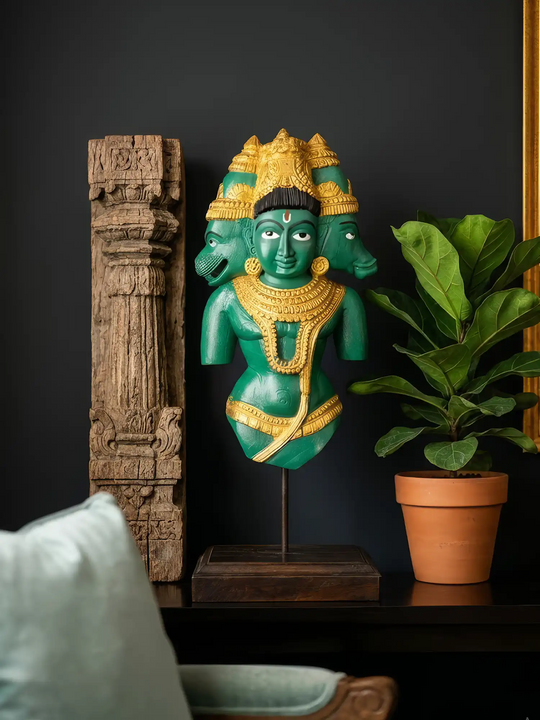 Trinity of Vishnu, Varaha & Narasimha - Handcrafted Wooden Sculpture