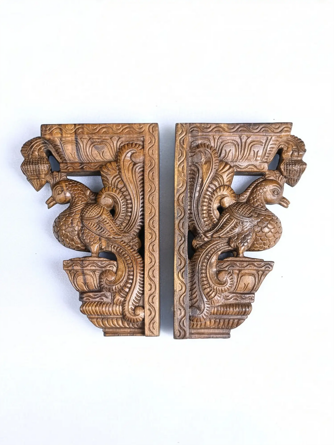 Wooden Hamsa Wall Brackets – Hand Carved Annam Corbels 12"
