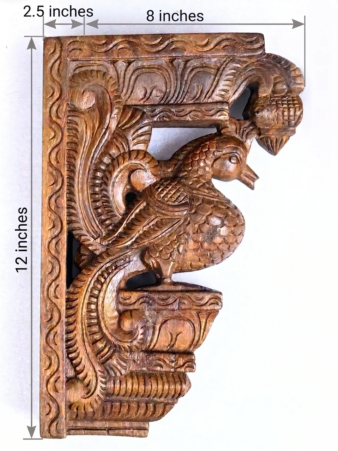 Traditional Hamsa wooden wall bracket with elegant handcrafted carving