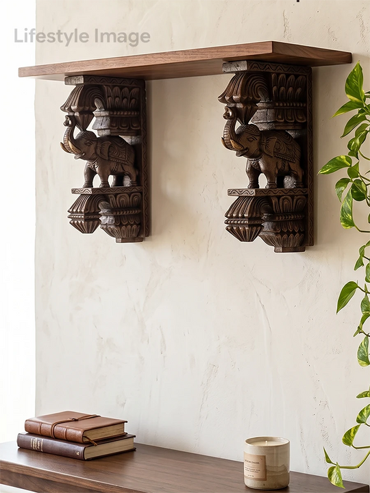 Wooden Elephant Wall Corbel Hand Carved Decorative Bracket