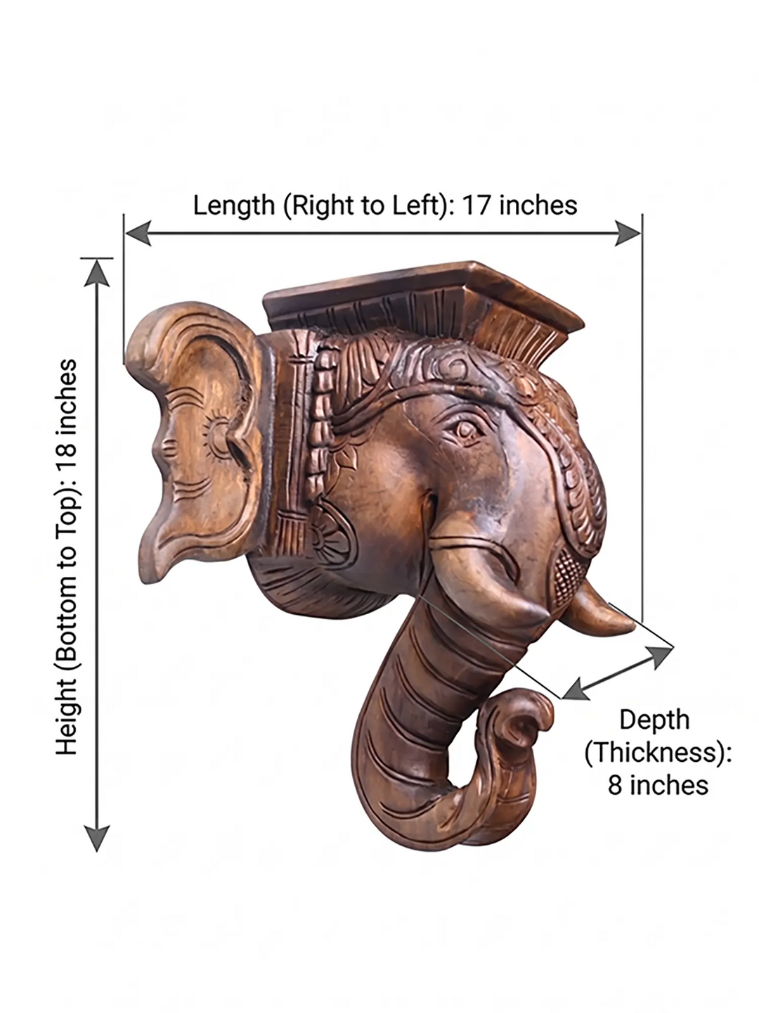 Handcrafted Wooden Elephant Wall Mount