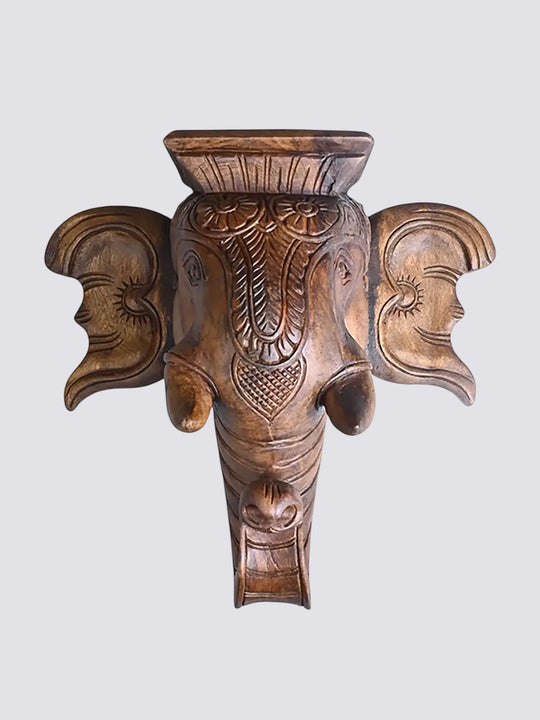 Hand Carved Elephant Wooden Wall Mount Sculpture 18''