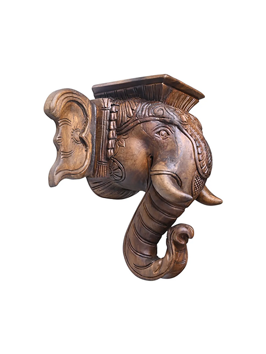 Wooden Elephant Head Wall Decor