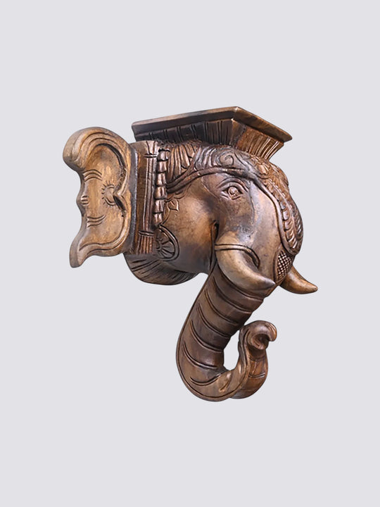 Hand Carved Elephant Wooden Wall Mount Sculpture 18''