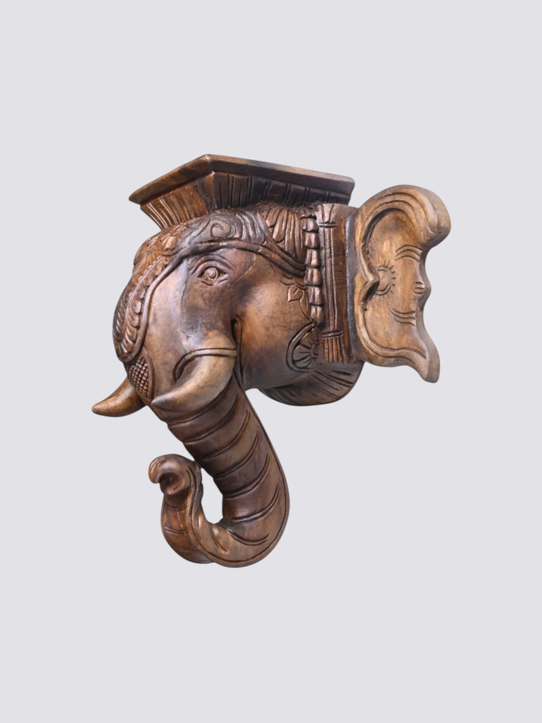 Hand Carved Elephant Wooden Wall Mount Sculpture 18''