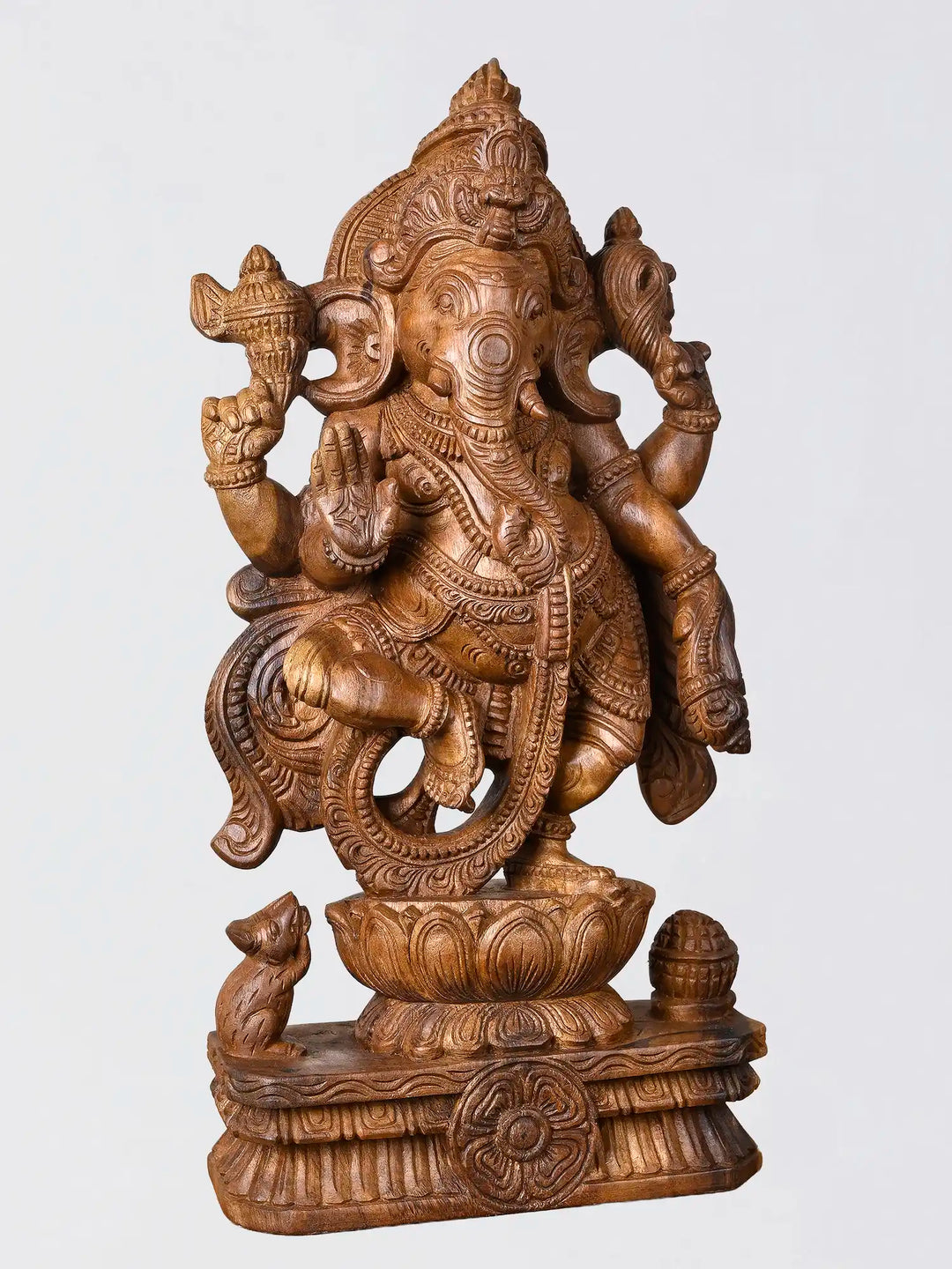 Handmade wooden Dancing Ganapathi sculpture for home decor