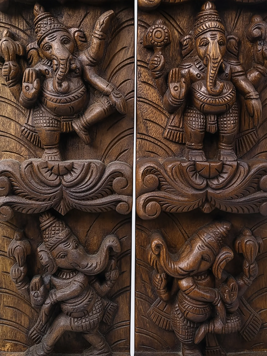 Dancing Ganesha vertical wall panel for living room