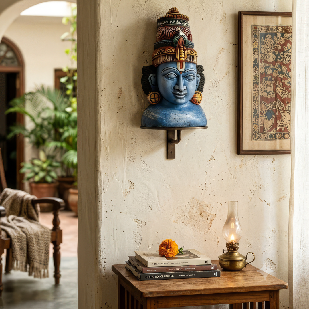 Traditional Vishnu wall mask for home décor
