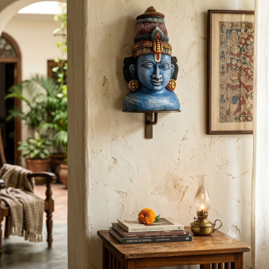 Traditional Vishnu wall mask for home décor