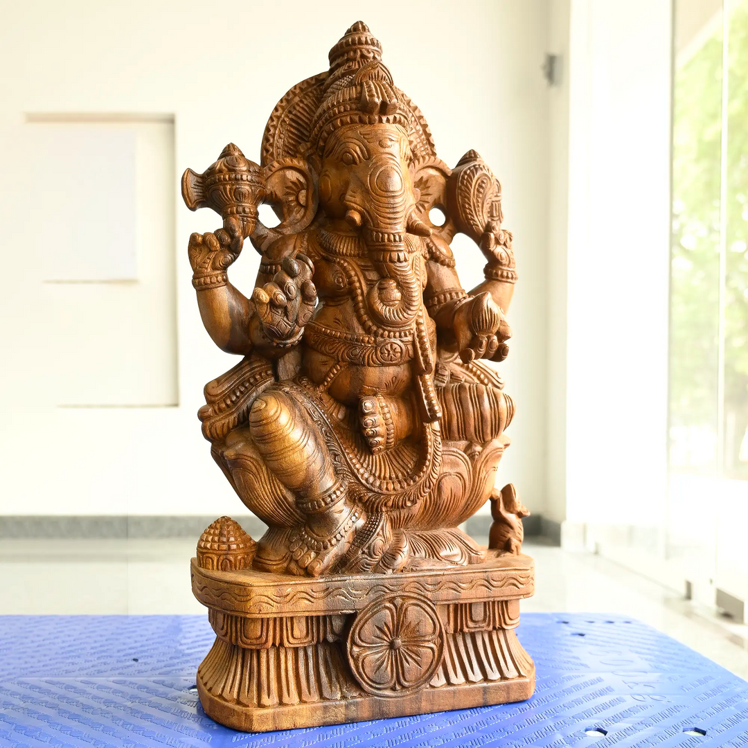 Decorative Ganesh Idol – Handcrafted Wooden Gift Item Online 24"