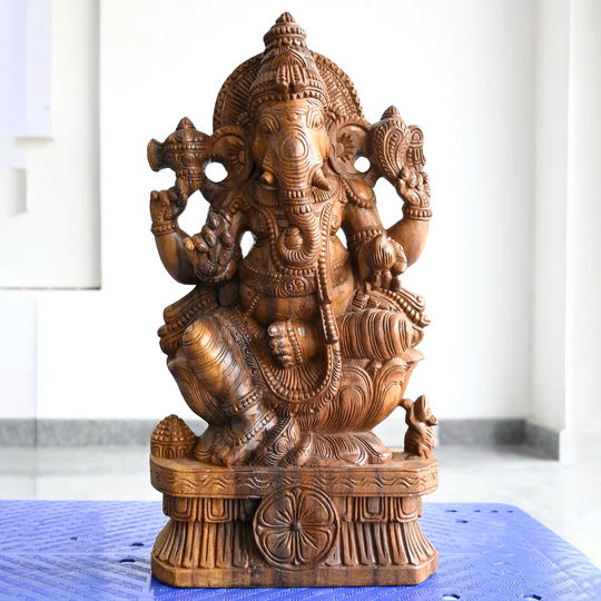 Decorative Ganesh Idol – Handcrafted Wooden Gift Item Online 24"