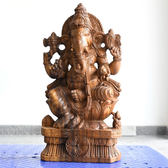 Decorative Ganesh Idol – Handcrafted Wooden Gift Item Online 24"