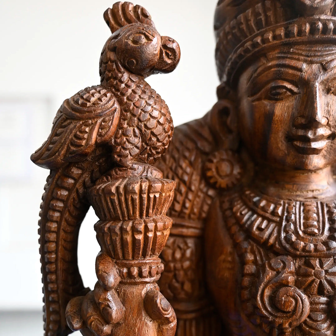 Raja Alangara Murugan Wooden Statue-Traditional South Indian Art 24"