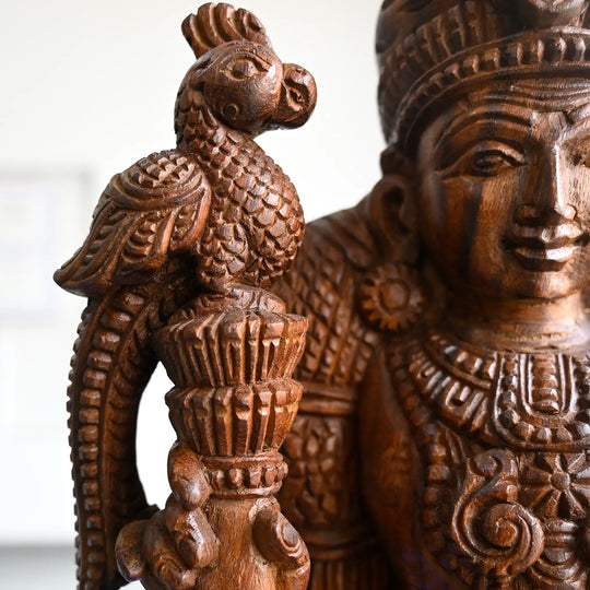 Raja Alangara Murugan Wooden Statue-Traditional South Indian Art 24"