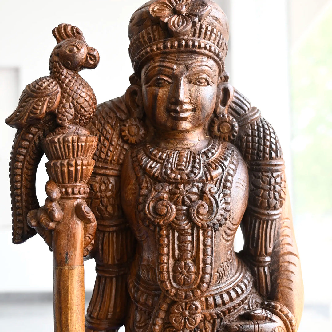 Lord Murugan Raja Alangara Wooden Sculptur