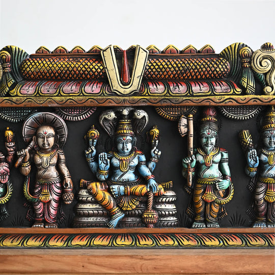 Traditional Hindu wooden wall décor for home entrance and prayer room