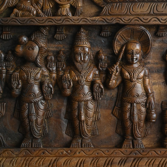 Lord Vishnu with serpent wooden religious wall art