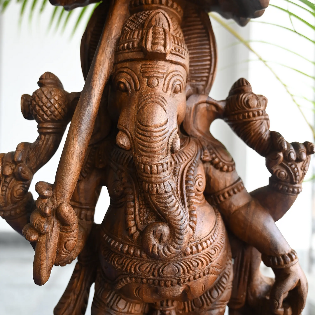 Wooden umbrella Ganesh decor piece for home and balcony
