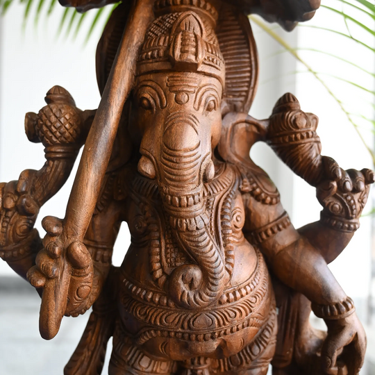 Wooden umbrella Ganesh decor piece for home and balcony