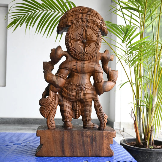 Wooden Umbrella Ganesh Idol for Home Decor, Balcony & Gifting 24"